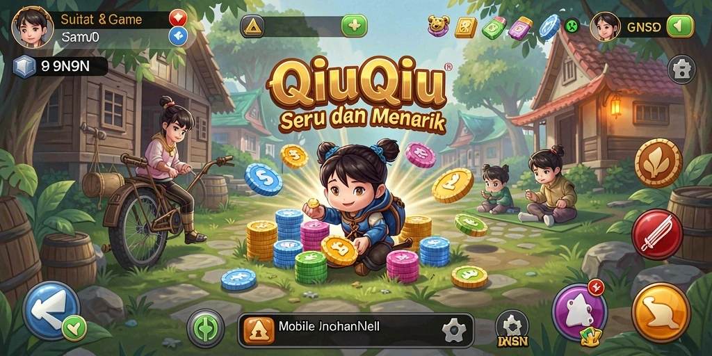 Tampilan utama gameplay QiuQiu di 9N9N dengan suasana mendebarkan.