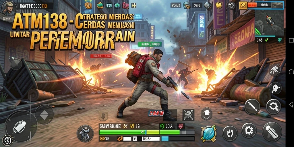 Tangkapan layar utama <strong>ATM138</strong> menampilkan aksi pertempuran strategi yang mendebarkan.