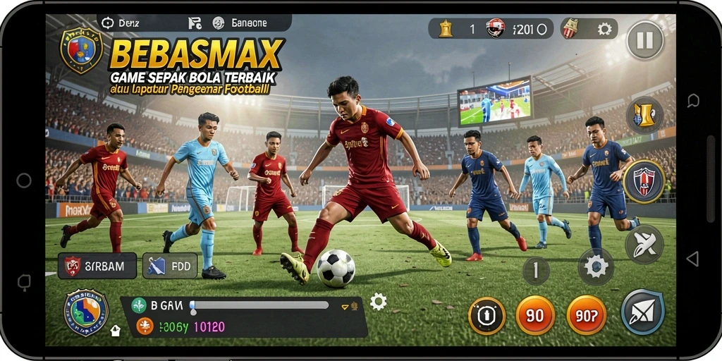 Tangkapan layar BEBASMAX menampilkan aksi mendebarkan dari pertandingan sepak bola.