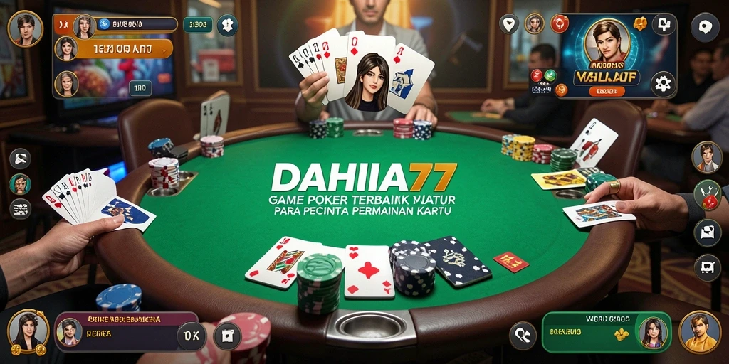 Screenshot utama DAHLIA77 menampilkan serunya gameplay Poker.