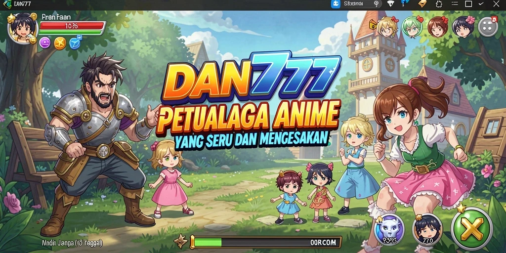 Skrinsut gameplay DAN777 dengan pertarungan karakter Anime.