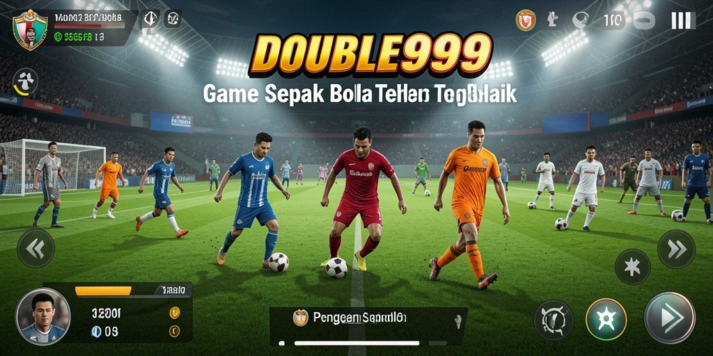 Screenshot gameplay DOUBLE999 yang menunjukkan aksi sepak bola seru.