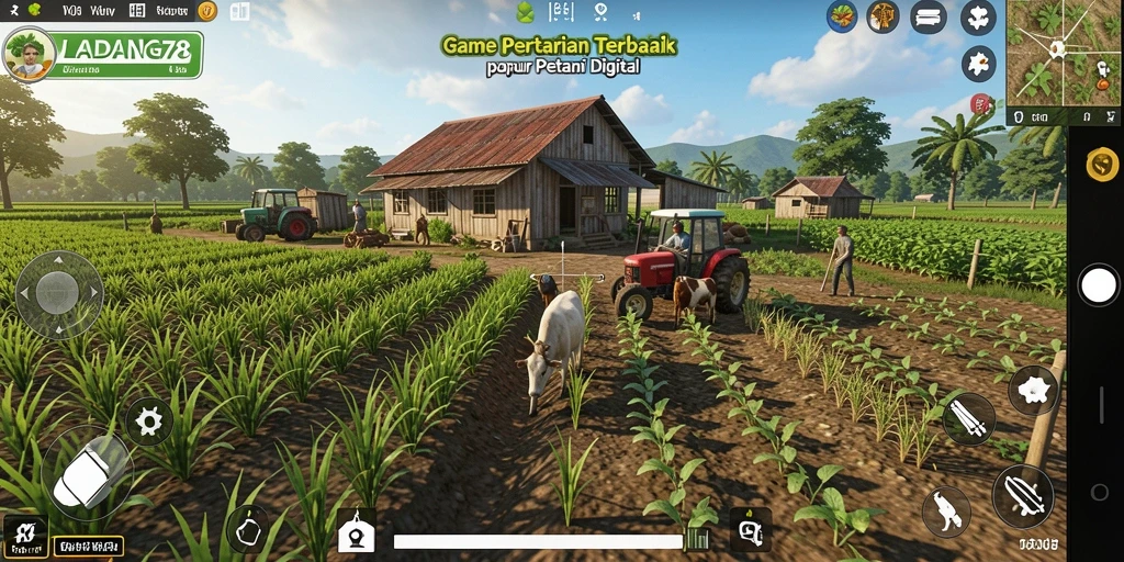 Tampilan gameplay menarik di dunia pertanian yang kaya.