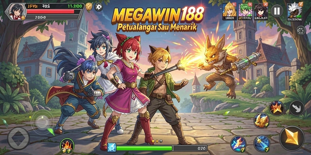 Tampilan gameplay seru dari MEGAWIN188 dengan karakter Anime yang menarik.