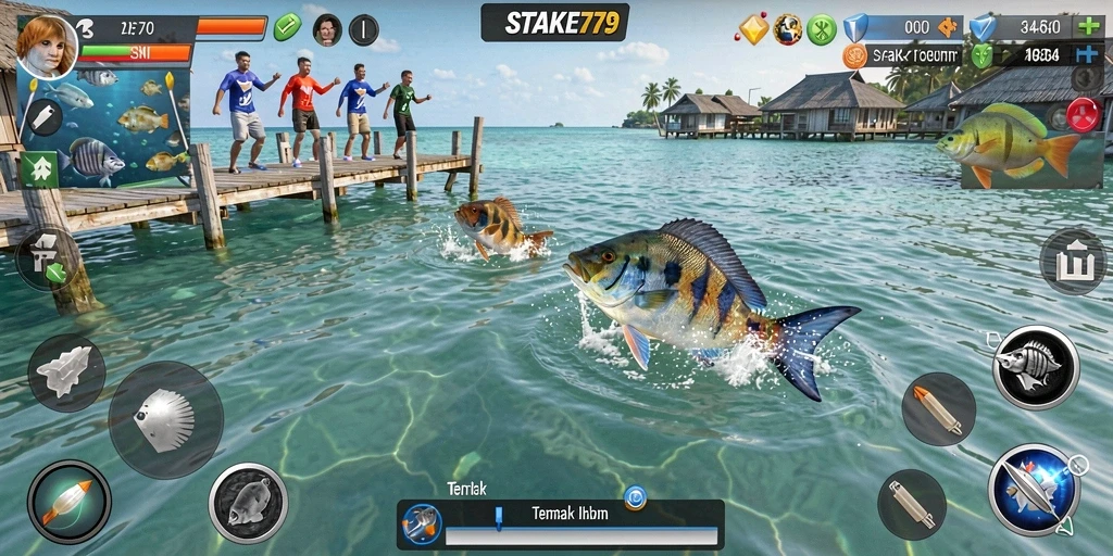 Gameplay seru Tembak Ikan dalam STAKE779 yang menampilkan aksi menangkap ikan.