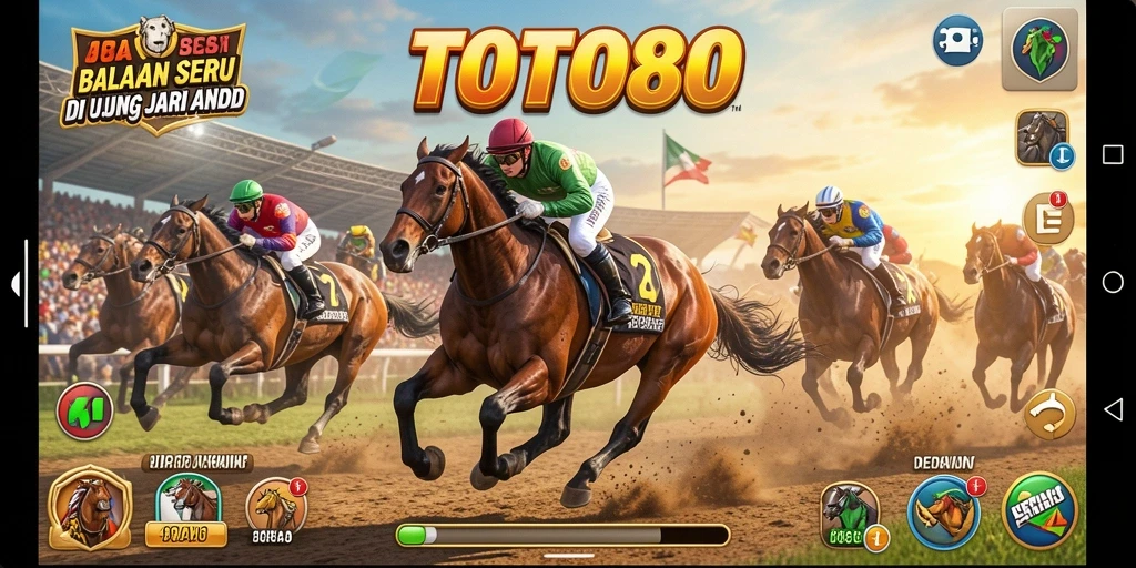 Tangkapan layar dari gameplay seru TOTO80 dengan mobil balap kencang.