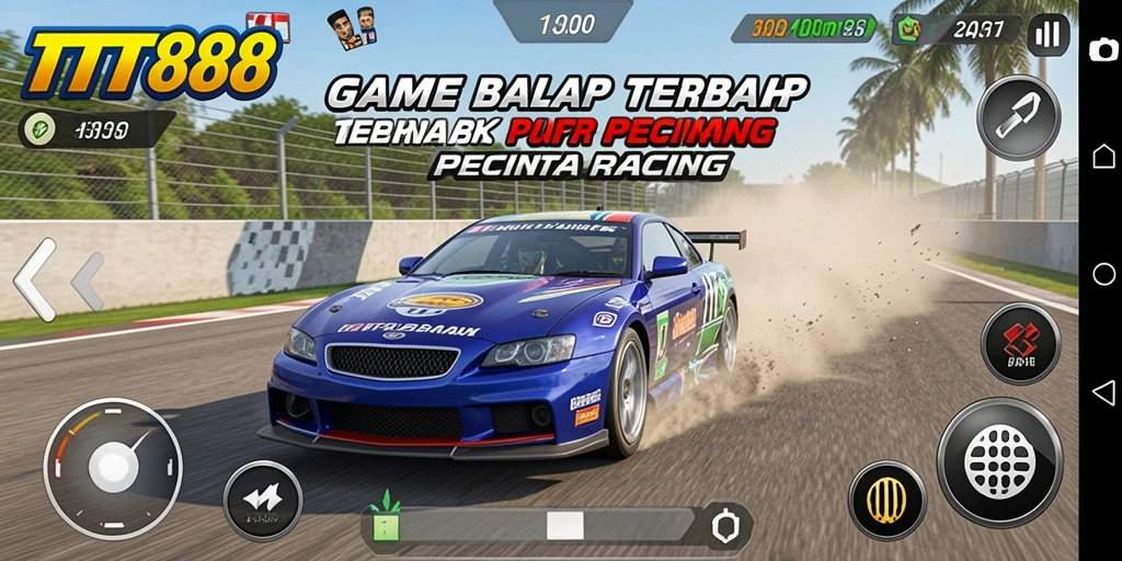 Tampilan gameplay seru TTT888 saat balapan di lintasan menantang.